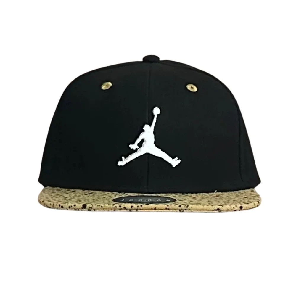 Nike Air Jordan Youth Snapback Hat Black Gold Speckled Jumpman Flat Bill Cap